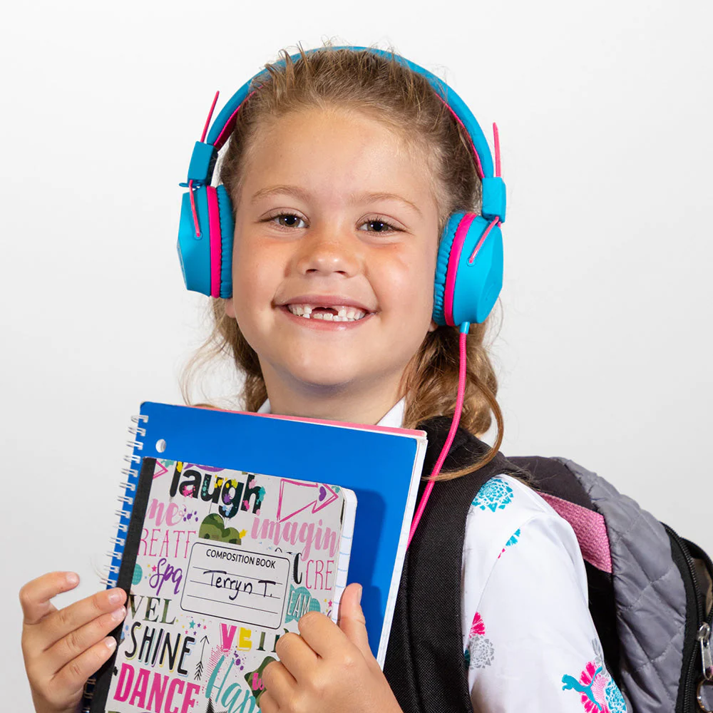 JBuddies Studio On-Ear Kids Wired Headphones Blue/Pink - Image 7