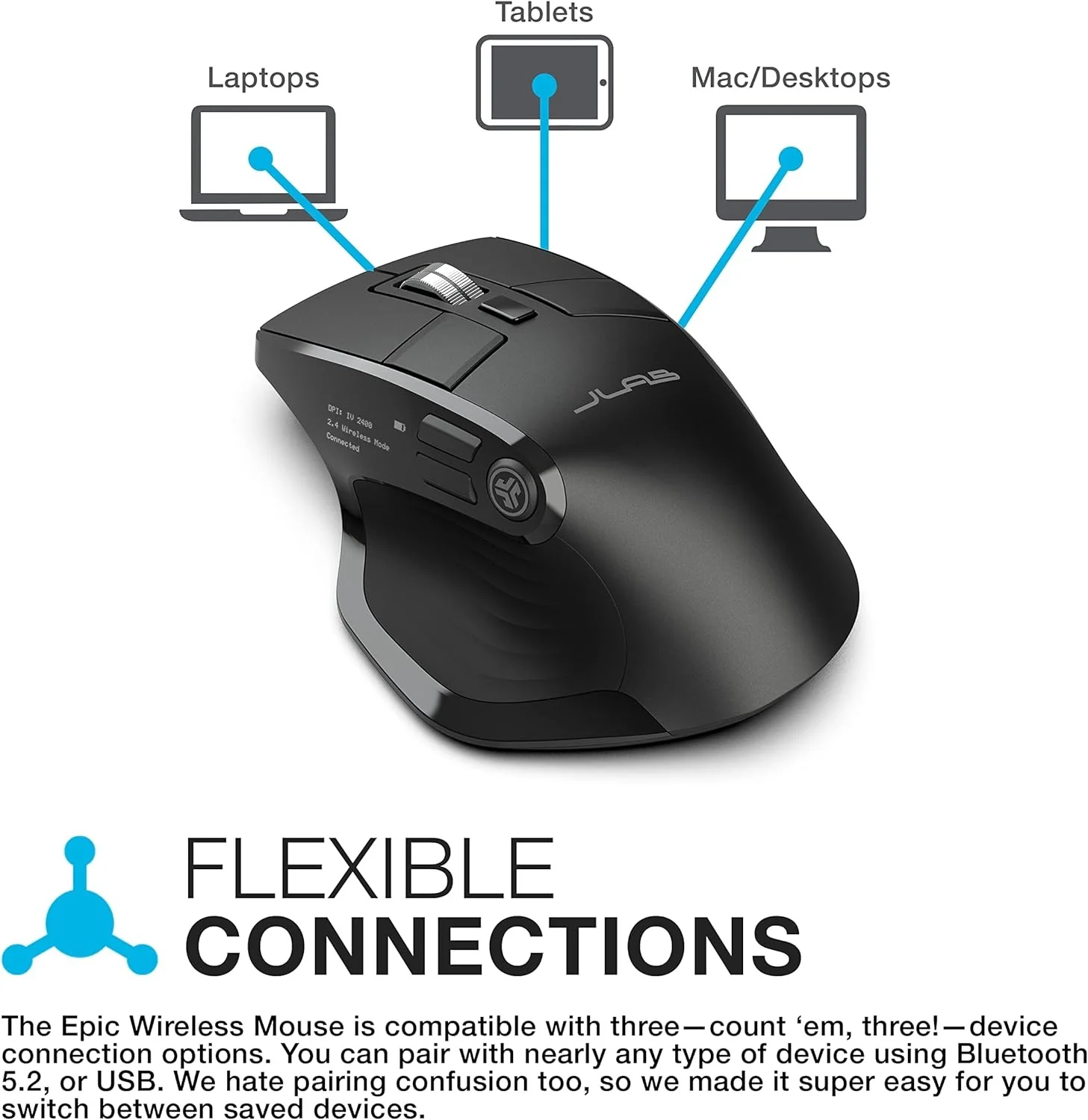 JLab Epic Work Bundle, Epic Work Wireless Headset, Epic Mechanical Keyboard and Epic Wireless Mouse - Image 9