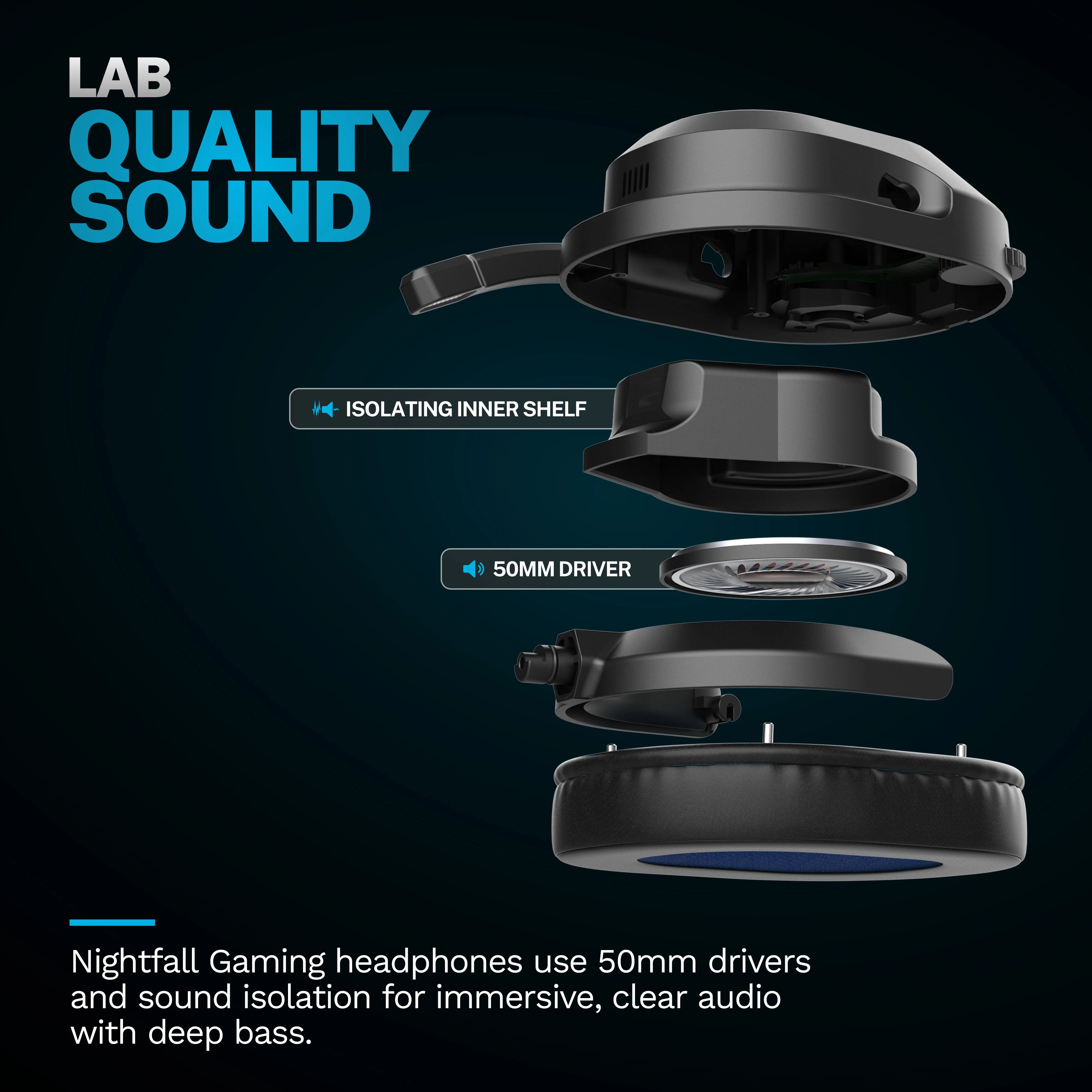 Nightfall Wireless Gaming Headset Black - Image 4